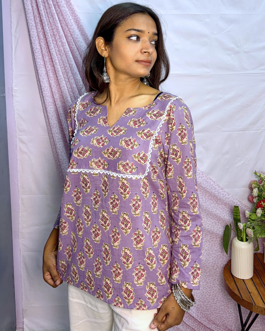 Women's Embellished Pure Cotton Short Kurti for Everyday Casual and Festive