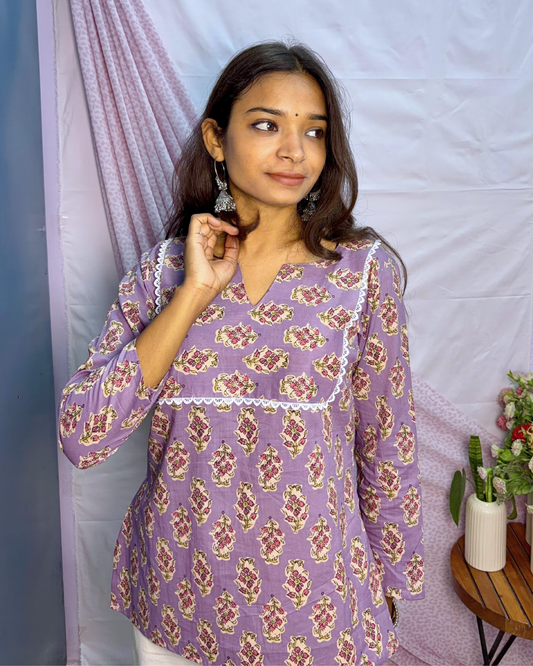 Women's Embellished Pure Cotton Short Kurti for Everyday Casual and Festive