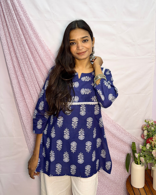 Women's Printed Pure Cotton Short Kurti for Everyday Casual and Festive