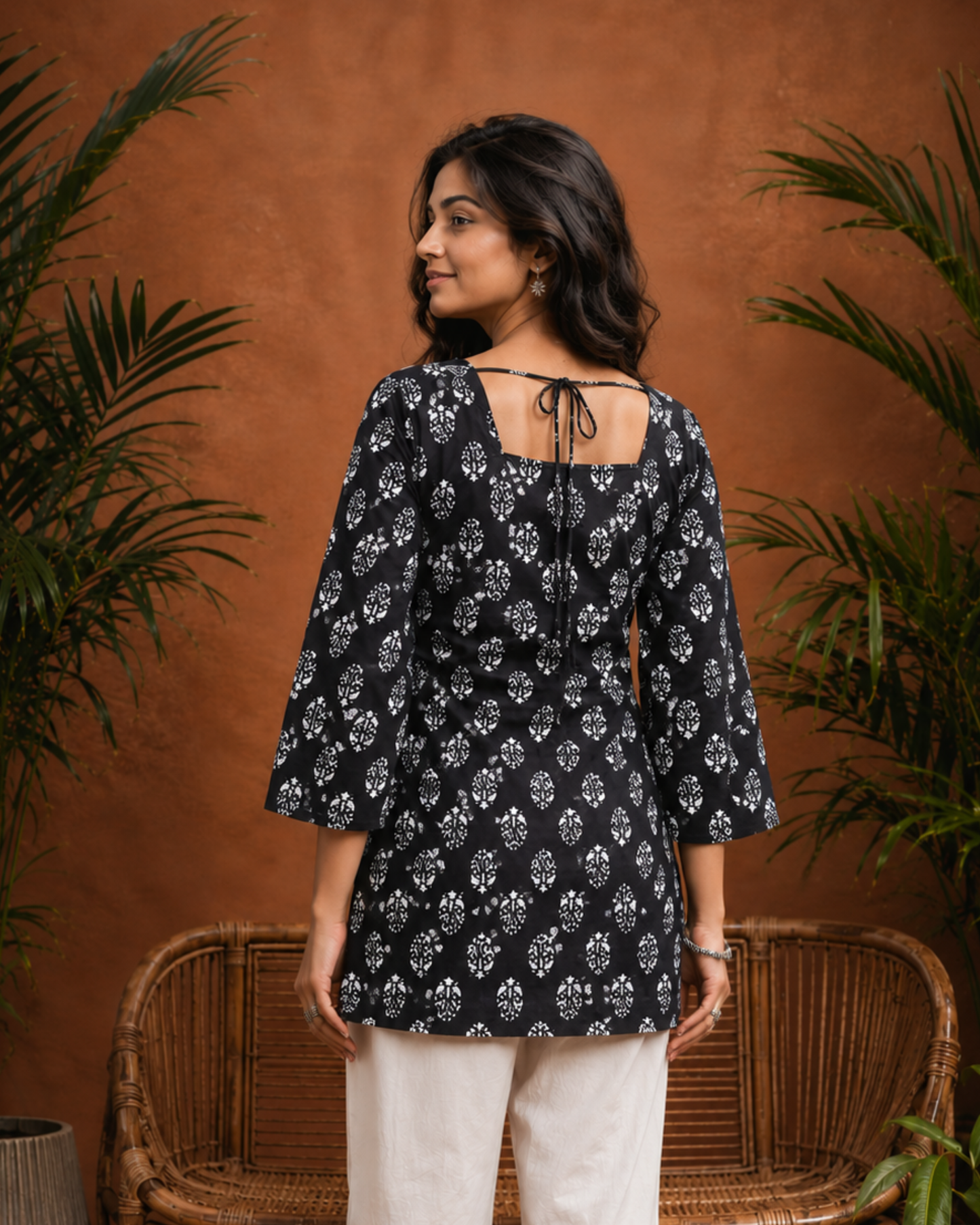 Women's Printed Pure Cotton Bell Sleeves Short Kurti for Everyday Casual and Office wear