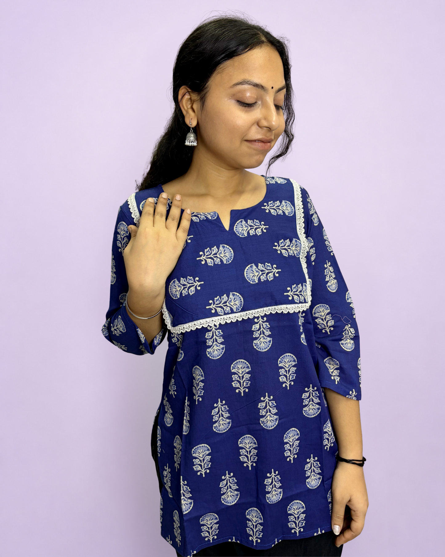 Women's Printed Pure Cotton Short Kurti for Everyday Casual and Festive