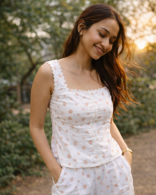 Clay Petals Pure Cotton Printed Co-Ord set for women