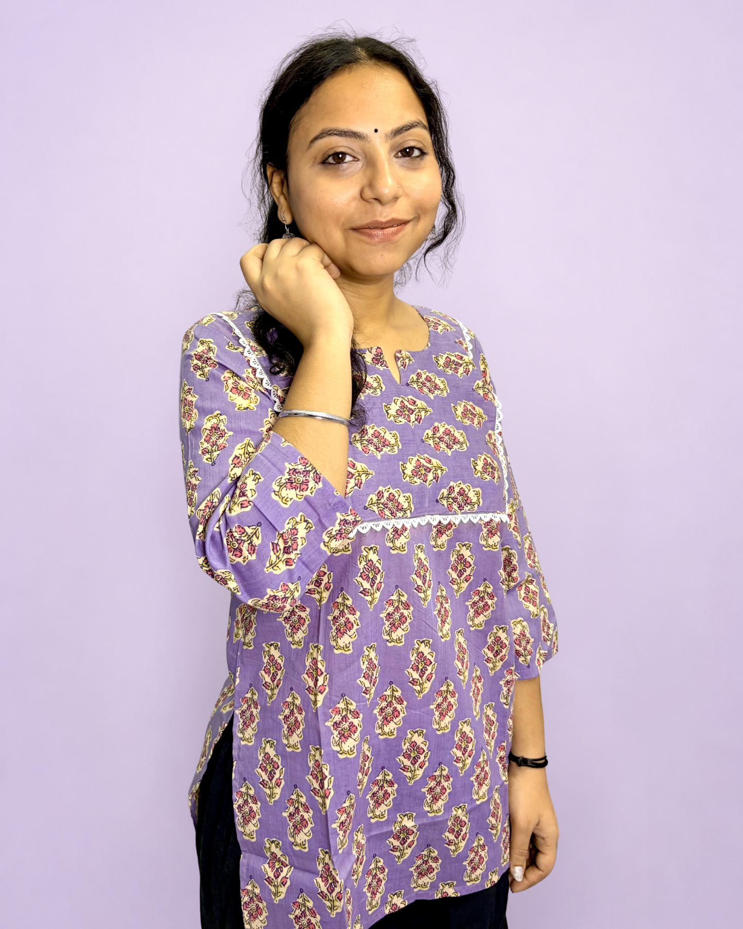 Women's Embellished Pure Cotton Short Kurti for Everyday Casual and Festive