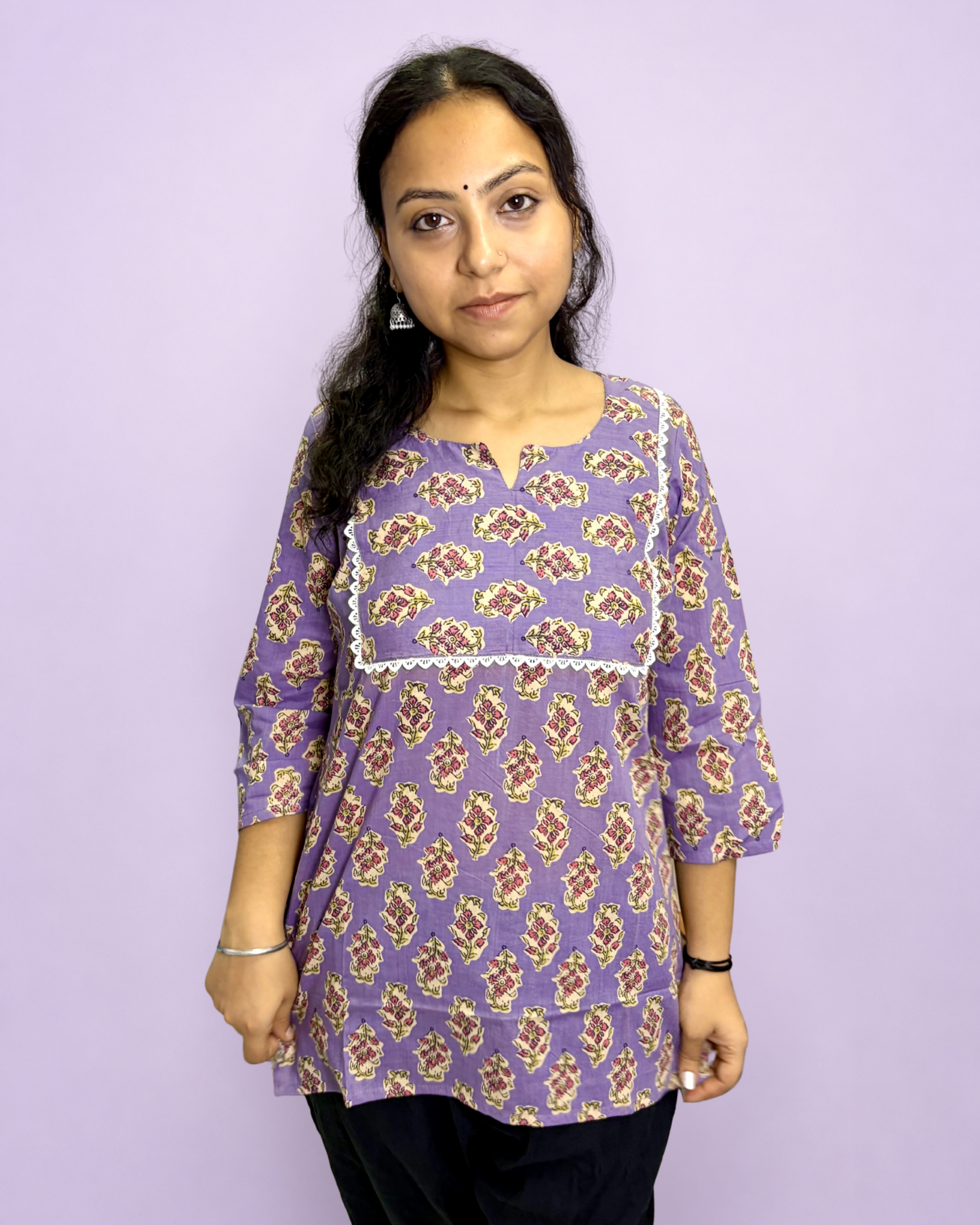 Women's Embellished Pure Cotton Short Kurti for Everyday Casual and Festive