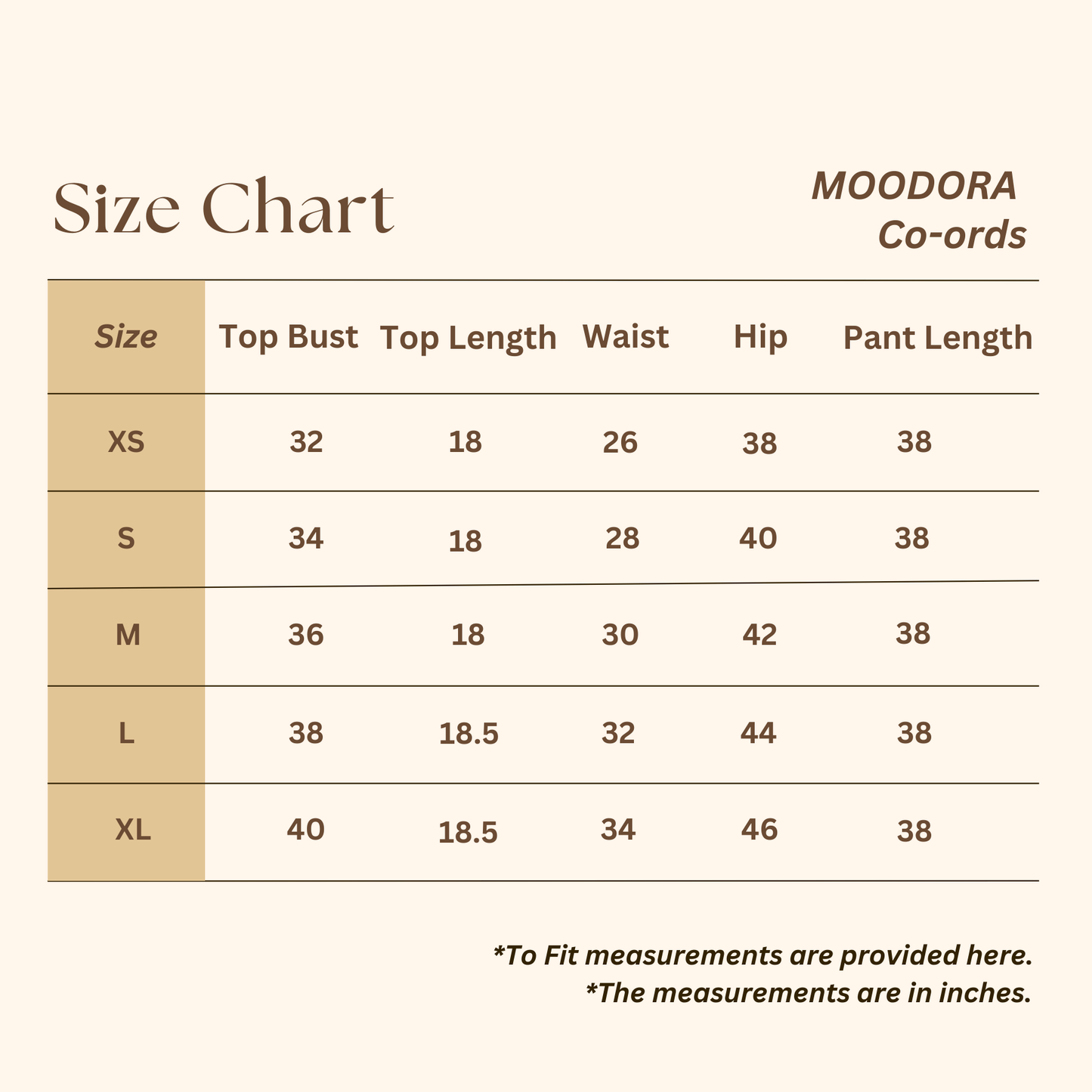 moodora_top_and_pant_set_size_chart for women
