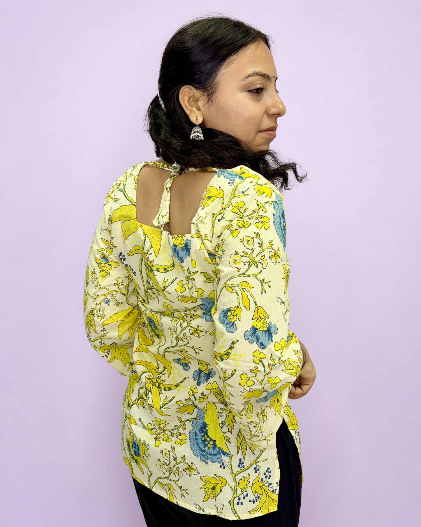 Women's Printed Pure Cotton Bell Sleeves Short Kurti for Everyday Casual and Office wear