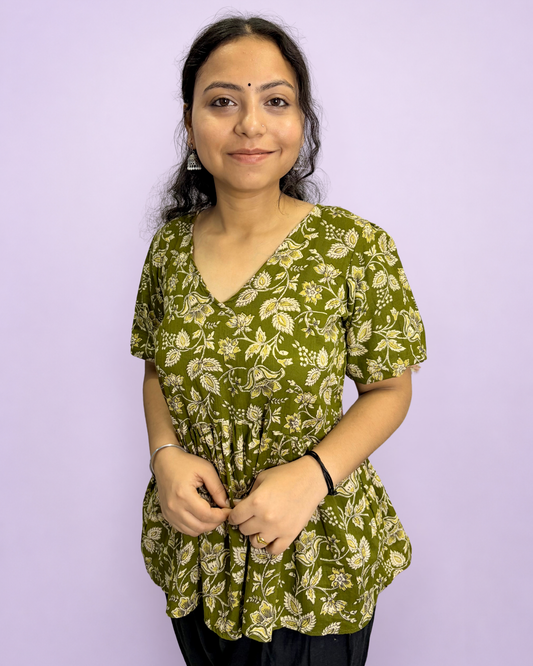 Women's Printed Pure Cotton Tunic for Everyday Casual and Office wear
