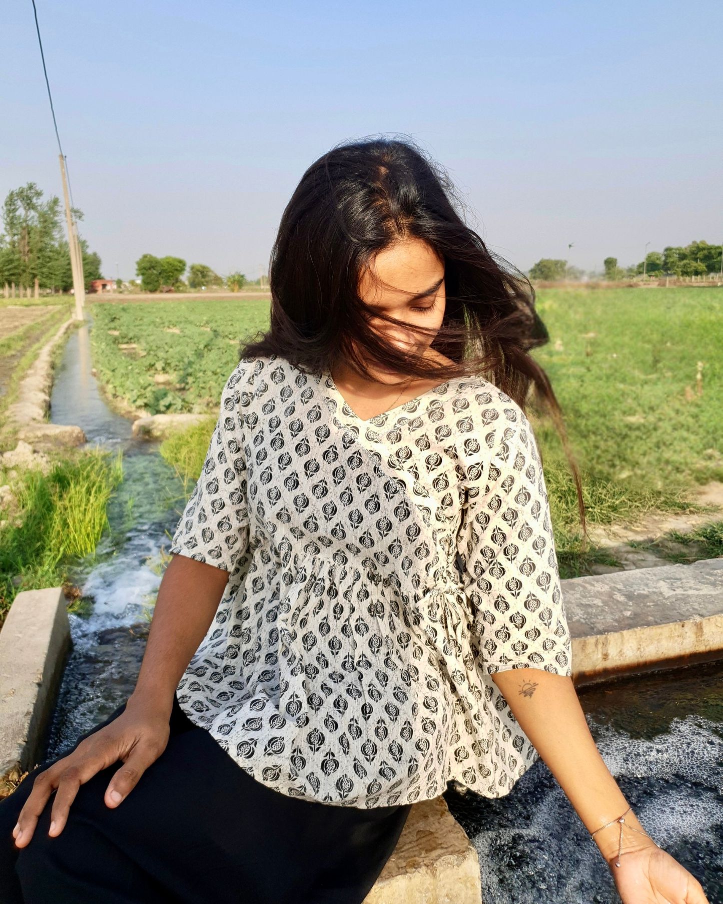 Women's Printed Pure Cotton Angrakha Short Kurti for Everyday Casual and Office wear