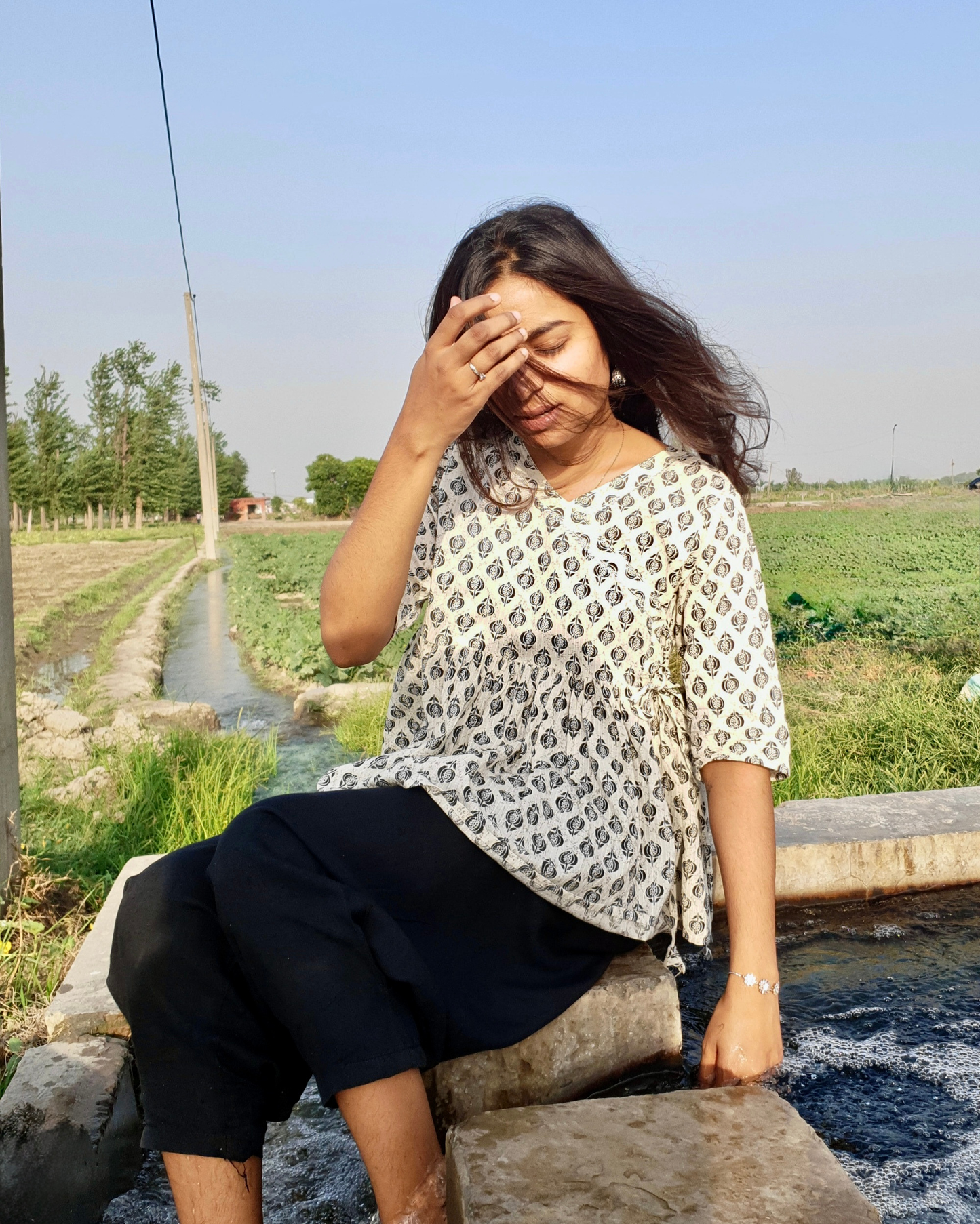 Women's Printed Pure Cotton Angrakha Short Kurti for Everyday Casual and Office wear